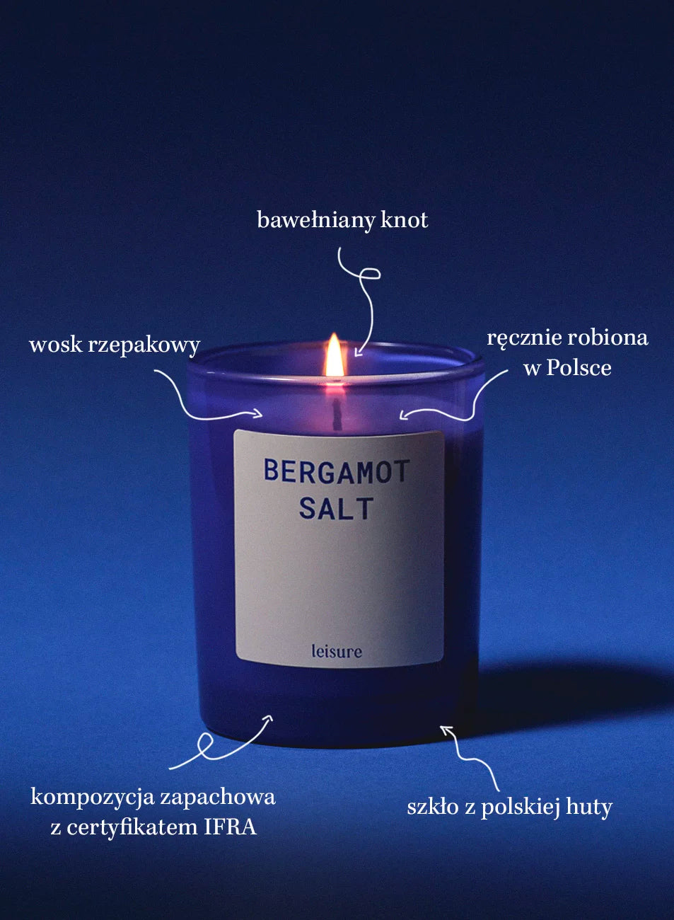 Świeca zapachowa Bergamot & Salt – Coastal Minimalism – świeca sojowa zapachowa Leisure