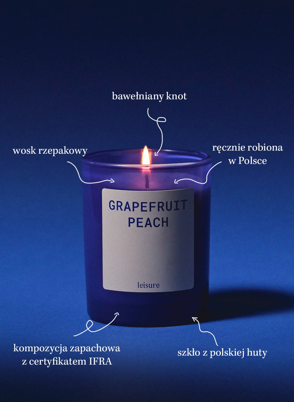 Świeca zapachowa Grapefruit & Peach – Solar Optimism – świeca sojowa zapachowa Leisure