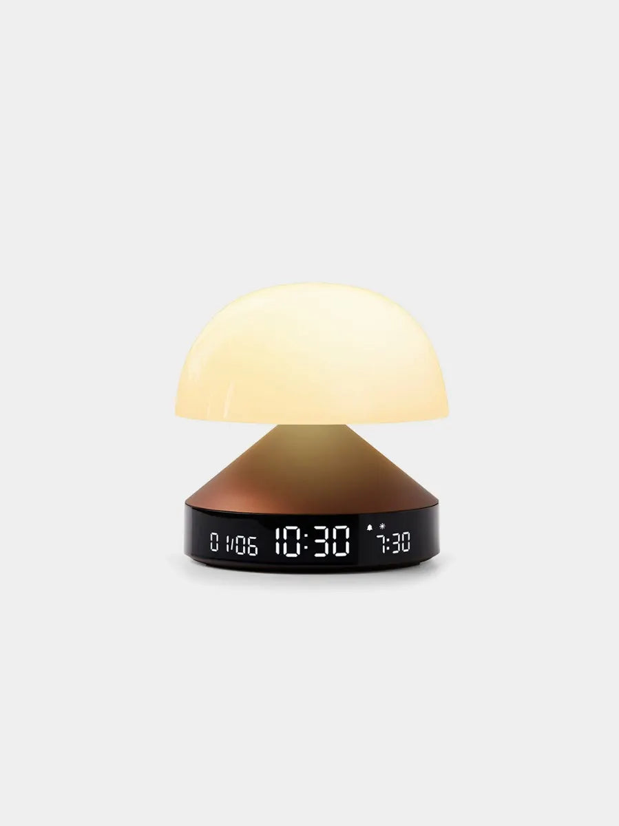 Lampa-budzik Mina Sunrise od Lexon – światło, które budzi i usypia