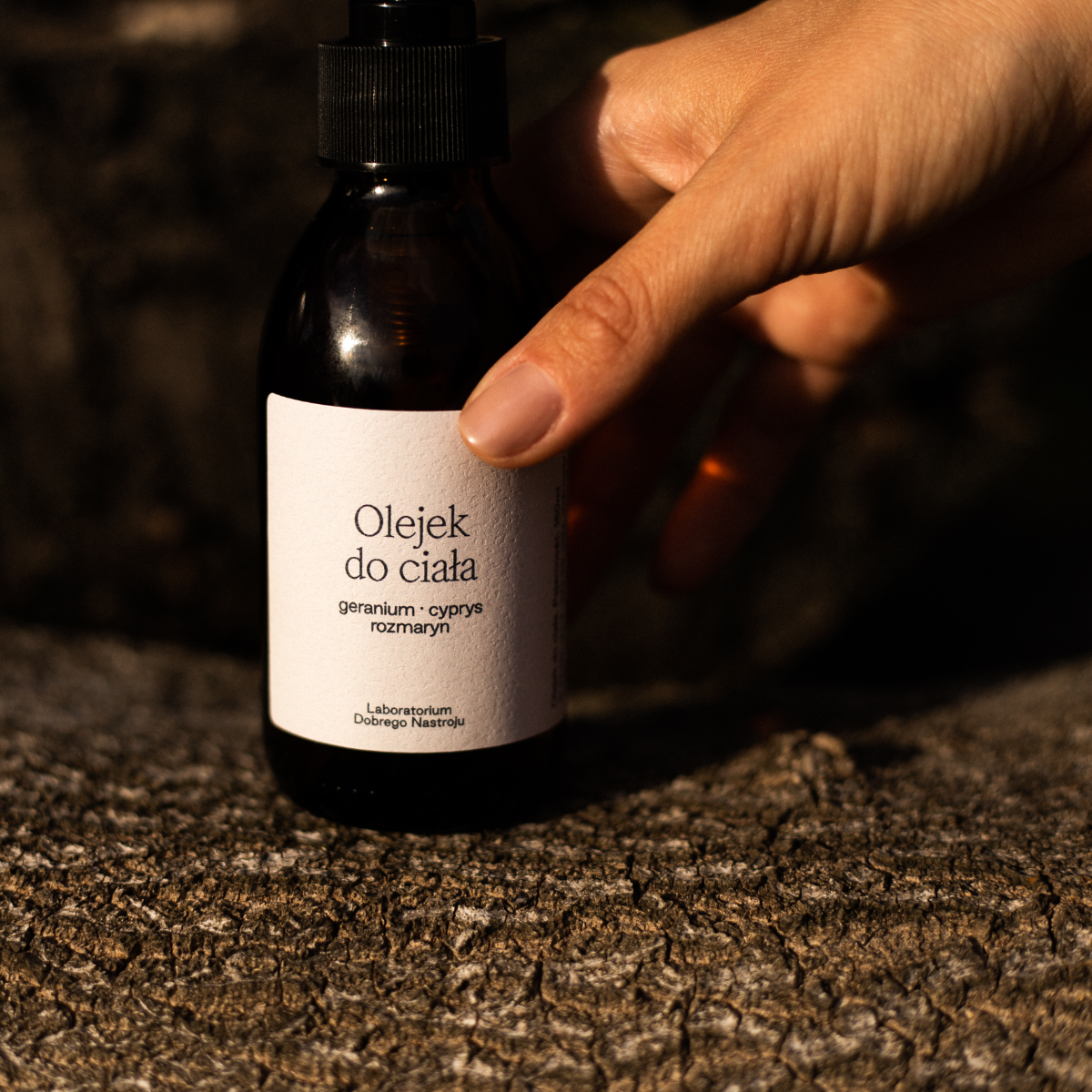 Olejek do Ciała – Geranium, Cyprys, Rozmaryn – pielęgnacja skóry premium Laboratorium Dobrego Nastroju
