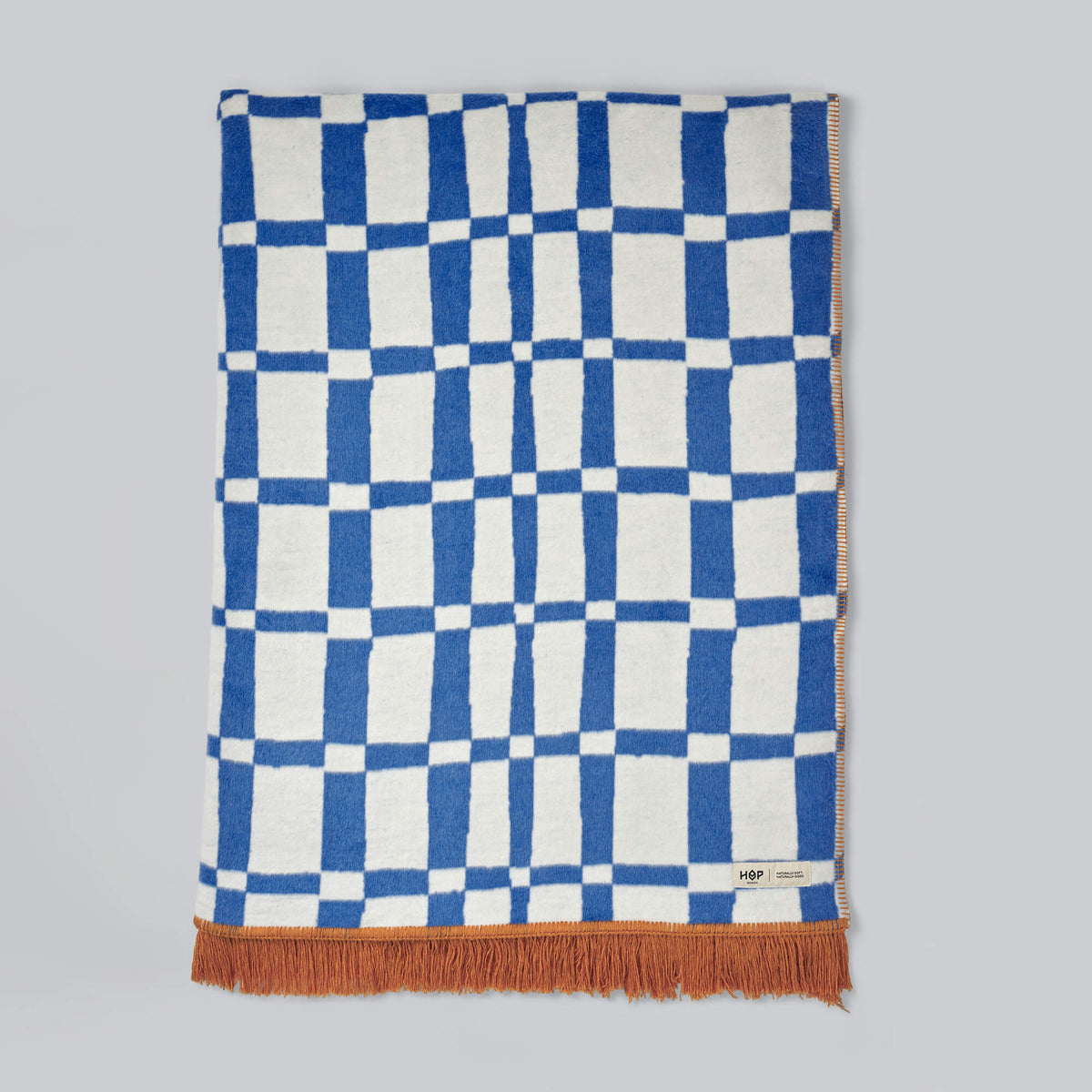 Koc bawełniany SOFT w kratę niebiesko-biały – Hop Design